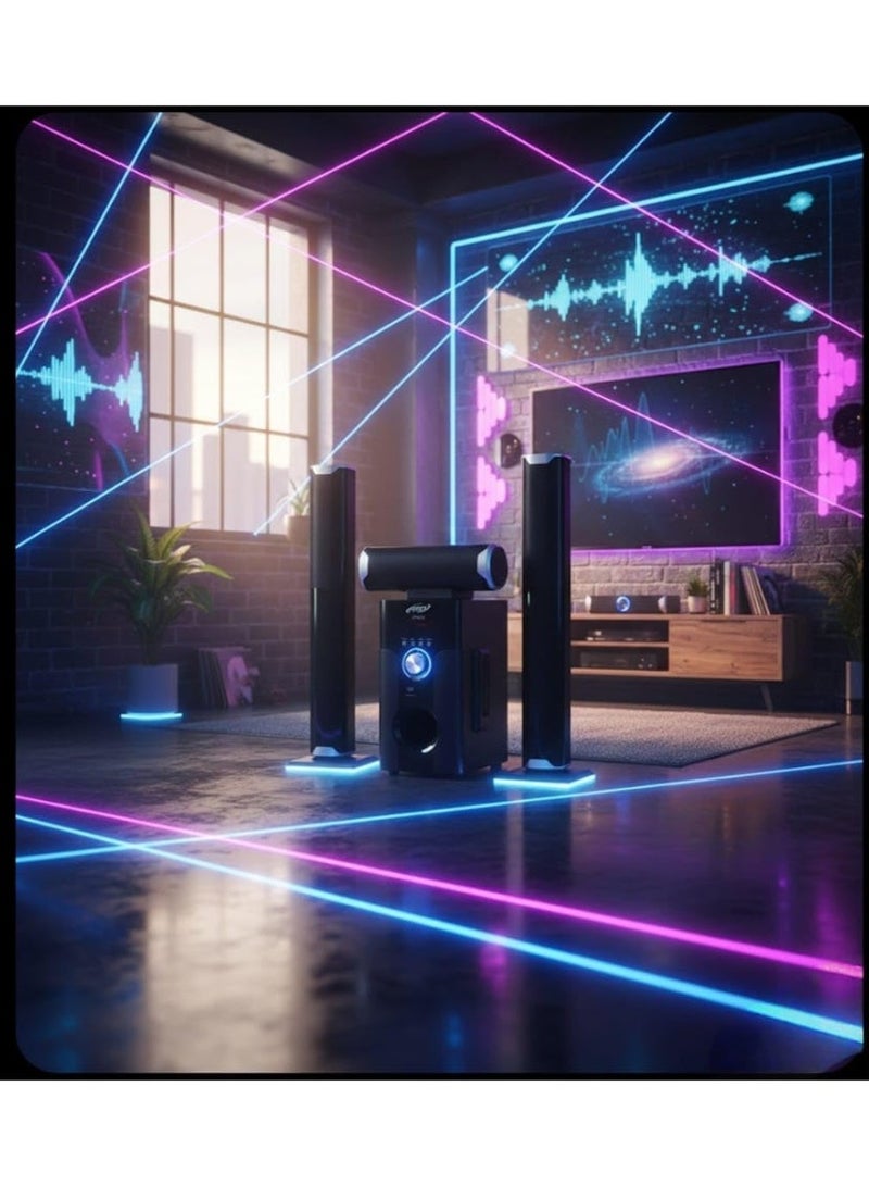 First FT333 Multimedia Speaker System  3.1 Channel, 80W RMS, Dual Tall Tower Design with Subwoofer, Bluetooth, USB, SD, FM Radio & Remote Control - Black/Silver - Image 2